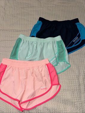 Hollister Three-Pack Women's Athletic Shorts in Pink, Mint & Navy